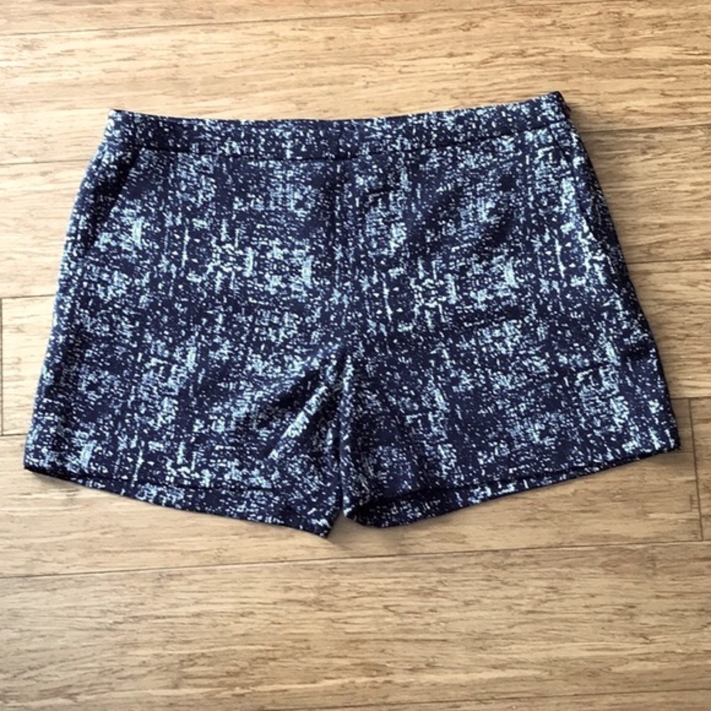Kenar Navy Blue and White Print Shorts Size 10